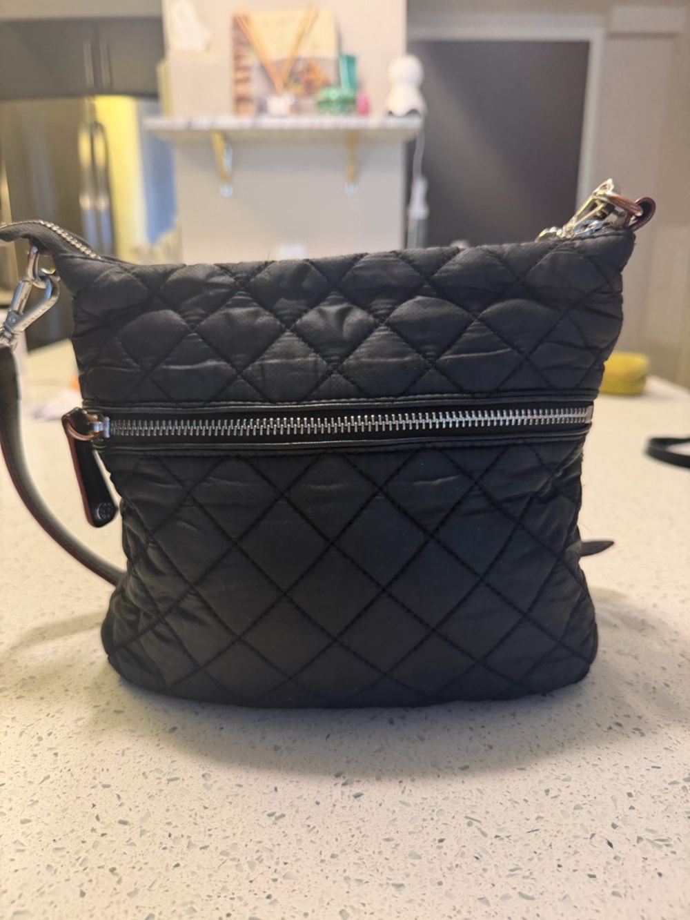 MZ Wallace Downtown Crosby Crossbody Black Quilted Nylon Bag w/ Dust Bag - Picture 3 of 5